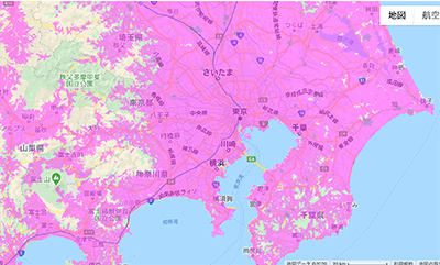 WiMAX2+のエリア WiMAX2+のエリア